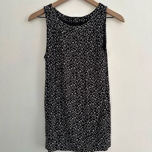 LOFT Women's Polka Dot Tank Top Black Sleeveless Size S Casual